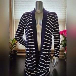 EUC Zenana Striped Thin Cardigan with Pockets - Size L